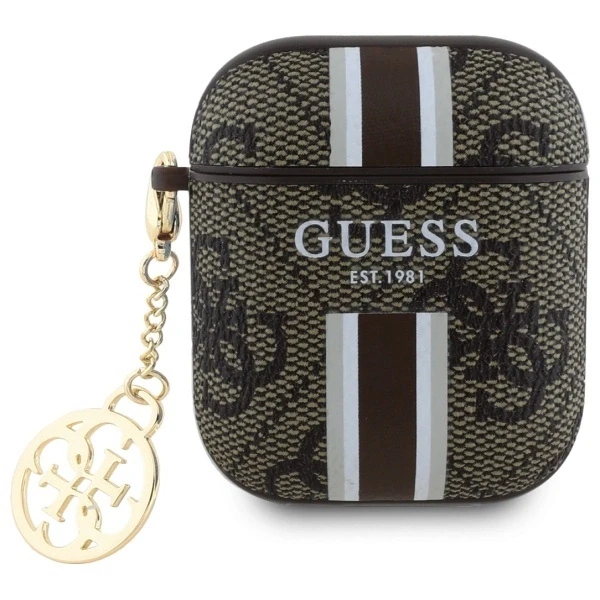 Guess GUA2P4RPSW AirPods 1/2 dėklas rudos spalvos 4G Printed Stripes Charm