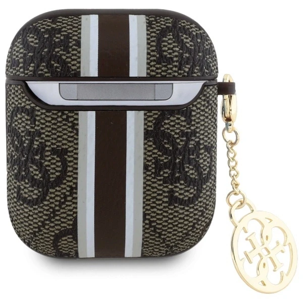 Guess GUA2P4RPSW AirPods 1/2 dėklas rudos spalvos 4G Printed Stripes Charm