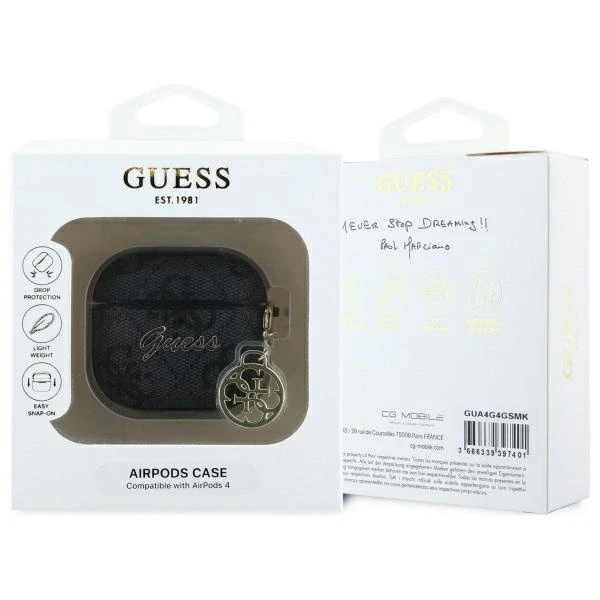 Guess 4G Charm Collection - dėklas skirtas AirPods 4 (Juodas)