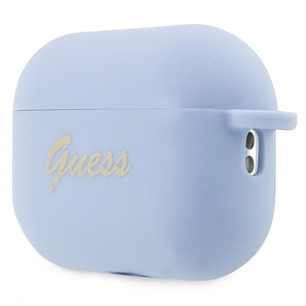 Guess silikoninis AirPods Pro 2 dėklas, mėlynas su logotipu