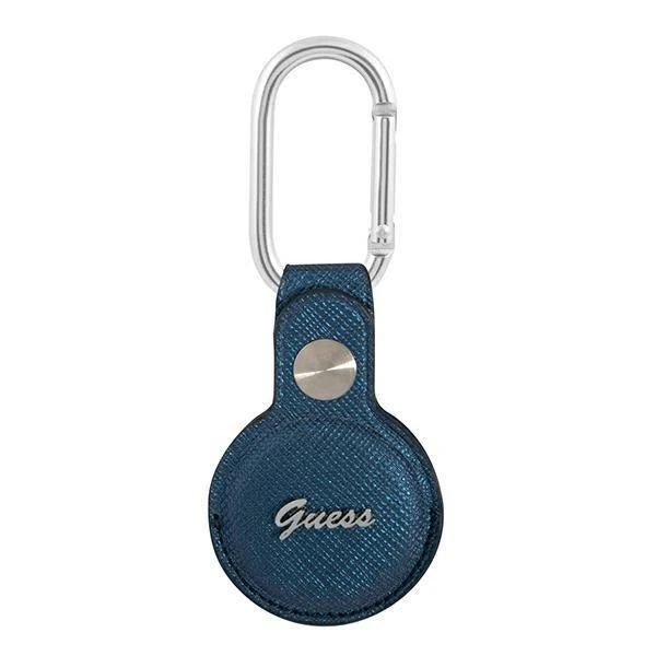 Guess Saffiano Vintage Script AirTag dėklas - mėlynas
