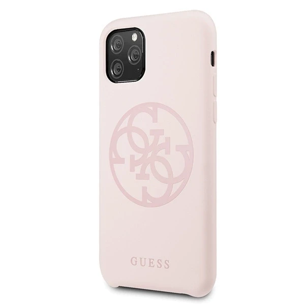Original Apple iPhone 11 Pro Guess Hard silikoninis 4G Tone On Tone (GUHCN58LS4GLP) dėklas telefonui rožinės spalvos