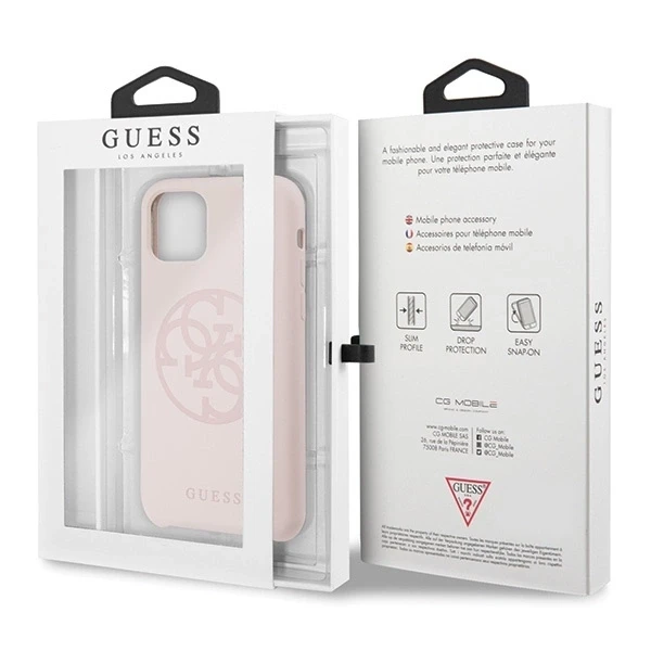 Original Apple iPhone 11 Pro Guess Hard silikoninis 4G Tone On Tone (GUHCN58LS4GLP) dėklas telefonui rožinės spalvos