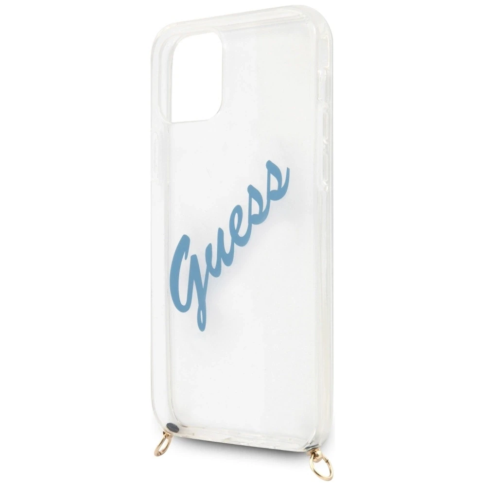 Guess GUHCP12LCRTVSBL Apple iPhone 12 Pro Max 6,7″ mėlynas kietas dėklas Script Vintage
