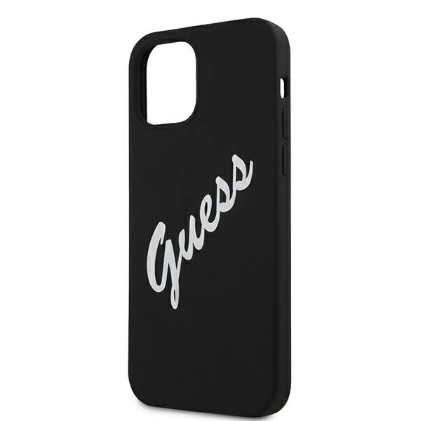 Apple iPhone 12 Pro Max Guess dėklas silikoninis Vintage (GUHCP12LLSVSBW) juodos spalvos