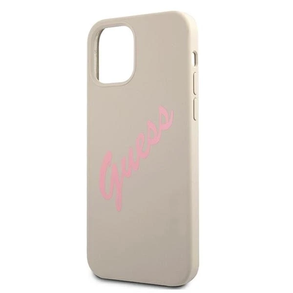Dėklas GUESS HARDCASE GUHCP12LLSVSGP SCRIPT VINTAGE IPHONE 12 PRO MAX Rožinis/GRAY
