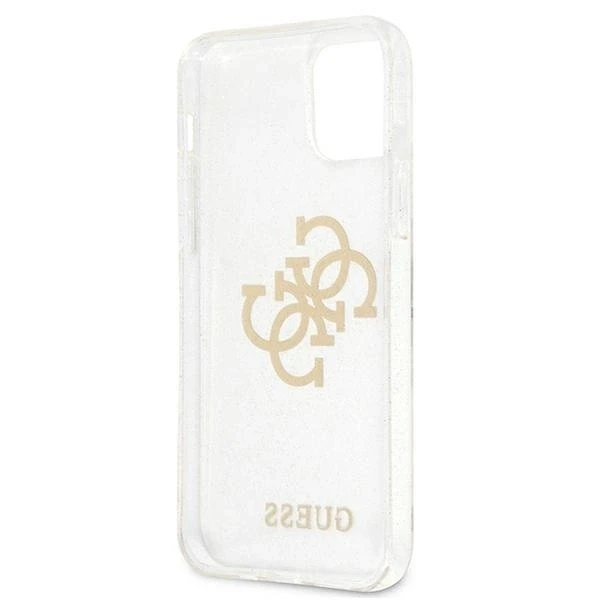 Guess GUHCP12LPCUGL4GTR Apple iPhone 12 Pro Max 6,7″ skaidrus kietas dėklas Glitter 4G Big Logo