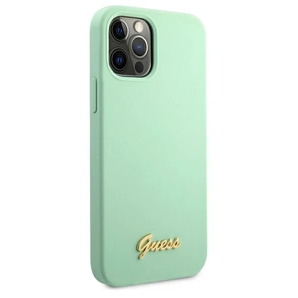 Dėklas GUESS GUHCP12MLSLMGGN IPHONE 12/12 PRO 6.1 "Žalias/Žalias HARDCASE METAL LOGO SCRIPT