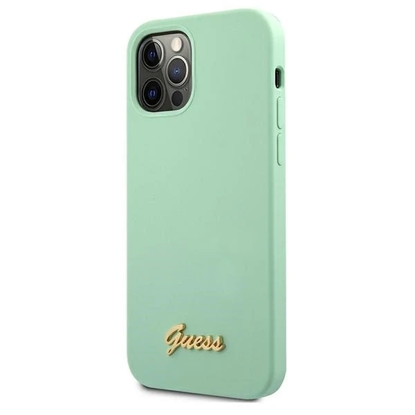 Dėklas GUESS GUHCP12MLSLMGGN IPHONE 12/12 PRO 6.1 "Žalias/Žalias HARDCASE METAL LOGO SCRIPT