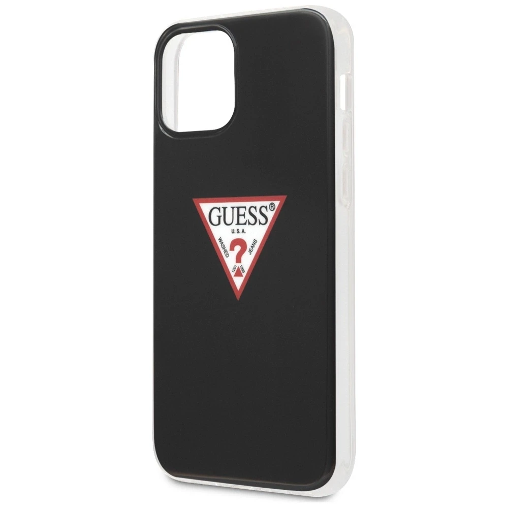 Guess GUHCP12MPCUCTLBK Apple iPhone 12/12 Pro 6,1″ juodos spalvos kietas dėklas Triangle Collection