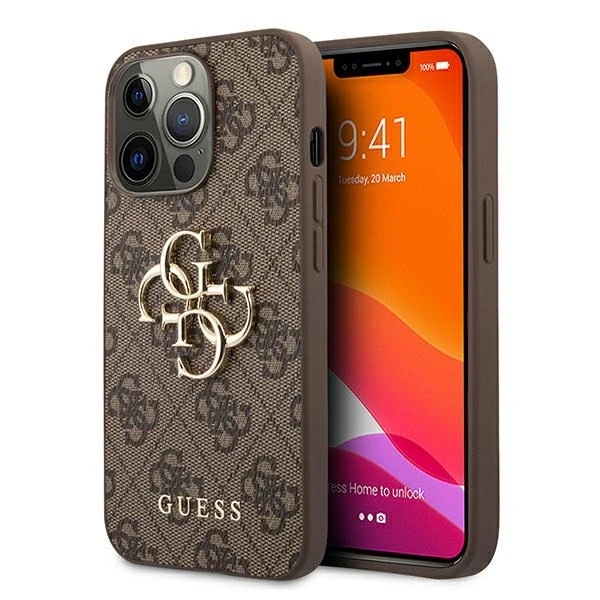 Apple iPhone 13 Pro 6,1″ Guess dėklas 4G Big Metal Logo GUHCP13L4GMGBR rudos spalvos