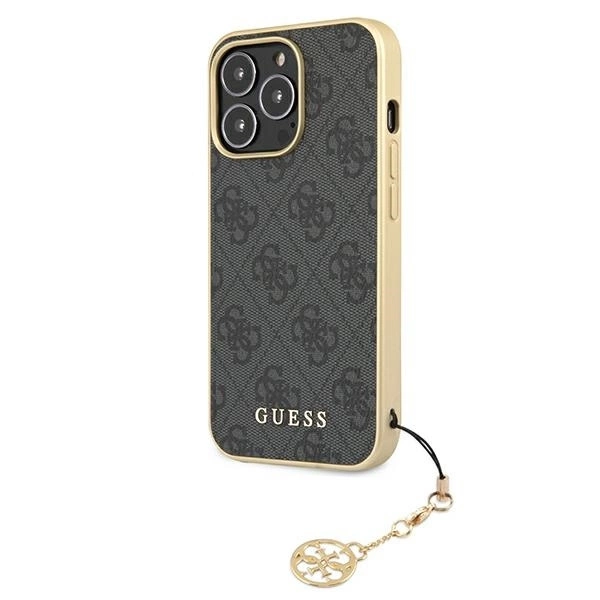 Guess GUHCP13XGF4GGR iPhone 13 Pro Max 6.7 quot; pilkas / pilkas kietas dėklas 4G Charms kolekcija