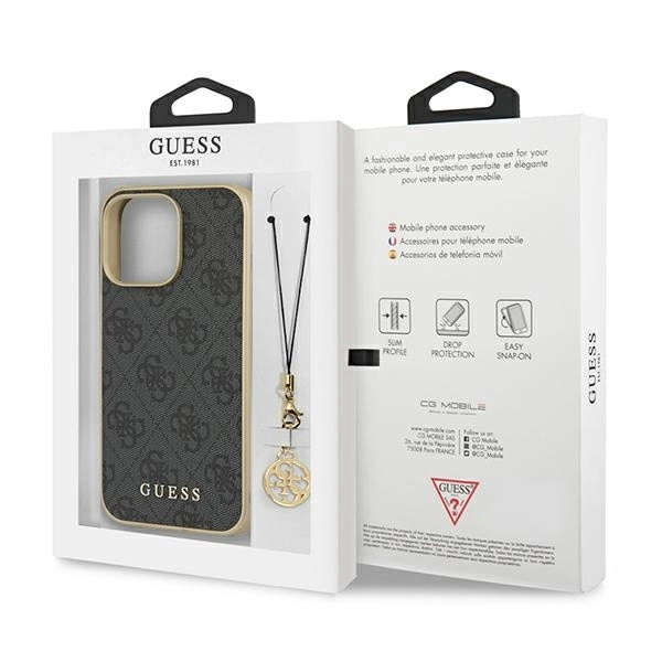 Guess GUHCP13XGF4GGR iPhone 13 Pro Max 6.7 quot; pilkas / pilkas kietas dėklas 4G Charms kolekcija