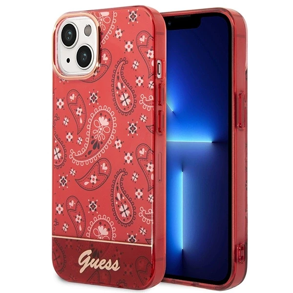 „Guess“ GUHCP14SHGBNHR iPhone 14 6.1" raudonas/raudonas kietas dėklas su „Bandana Paisley“ raštu