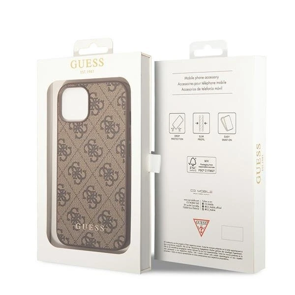 Dėklas GUESS GUHCP15MG4GFBR IPHONE 15 PLUS / 14 PLUS 6.7 "BRONZE / BROWN HARD CASE 4G METAL GOLD LOGO