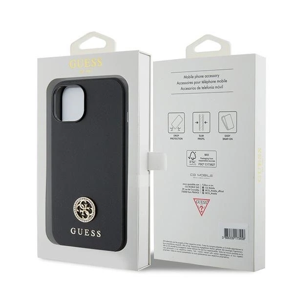 Dėklas GUESS GUHCP15MPS4DGPK IPHONE 15 PLUS / 14 PLUS 6.7 "Juodas / Juodas HARDCASE STRASS METAL LOGO