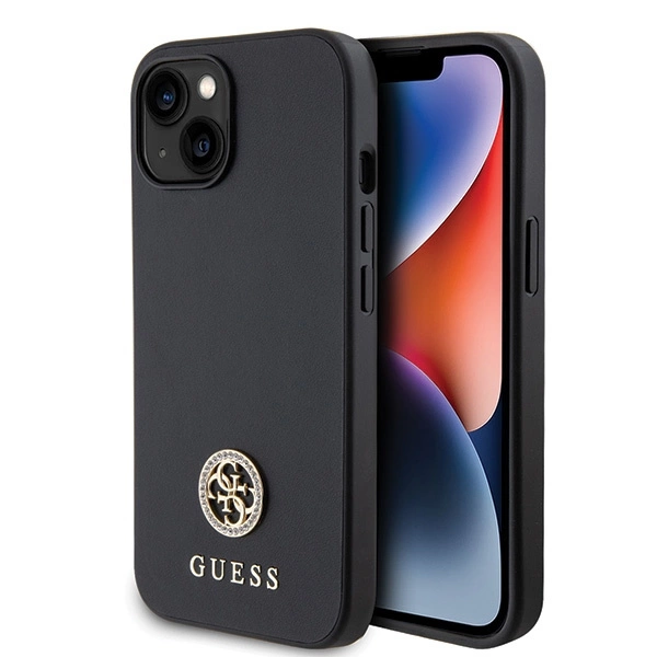 Dėklas GUESS GUHCP15SPS4DGPK IPHONE 15/14/13 6.1 "Juodas / Juodas HARDCASE STRASS METAL LOGO