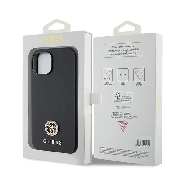 Dėklas GUESS GUHCP15SPS4DGPK IPHONE 15/14/13 6.1 "Juodas / Juodas HARDCASE STRASS METAL LOGO