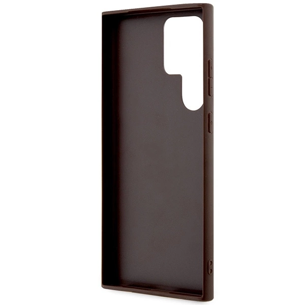 Guess 4G Bottom Stripe Metal Logo Collection - dėklas skirtas Samsung Galaxy S23 Ultra Brown