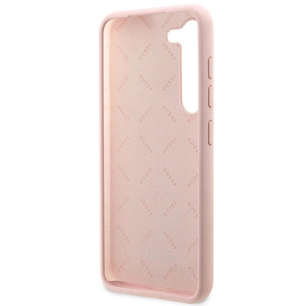 Guess Silicone Script Metal Logo - dėklas skirtas Samsung Galaxy S23+ Rožinė