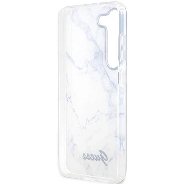 Guess telefono dėklas, skirtas Samsung Galaxy S23 Plus GUHCS23MPCUMAH baltos spalvos HC PU/TPU Marble