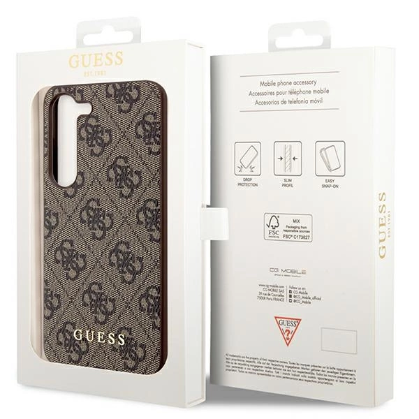 Dėklas GUESS GUHCS23SGF4GBB S23 S911 BRONZE/BROWN HARDCASE 4G CHARMS COLLECTION
