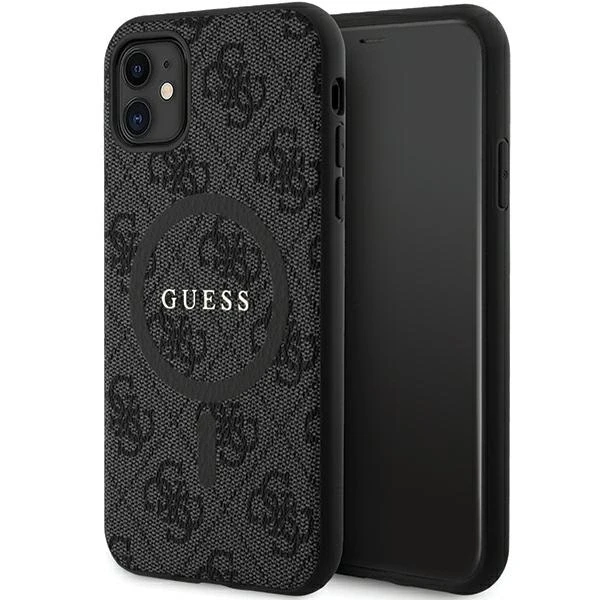 Dėklas GUESS GUHMN61G4GFRK IPHONE 11 6.1 " / XR Juodas / Juodas HARDCASE 4G COLLECTION LEATHER METAL LOGO MAGSAFE