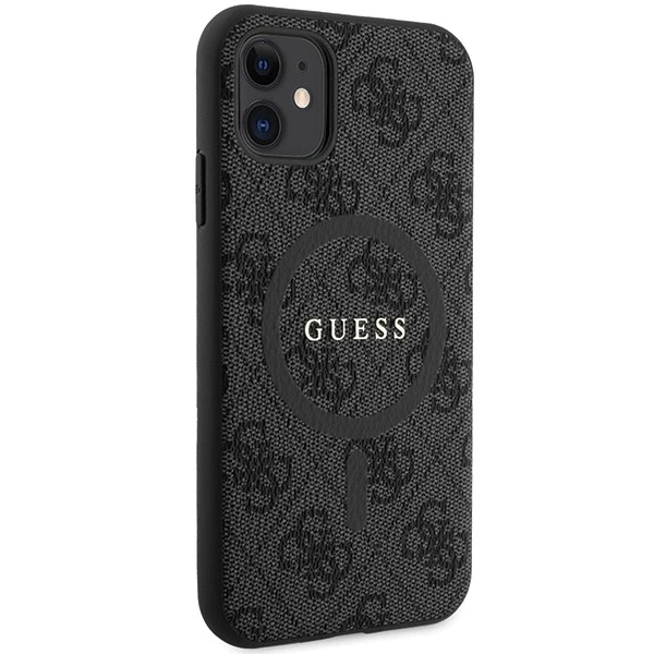 Dėklas GUESS GUHMN61G4GFRK IPHONE 11 6.1 " / XR Juodas / Juodas HARDCASE 4G COLLECTION LEATHER METAL LOGO MAGSAFE