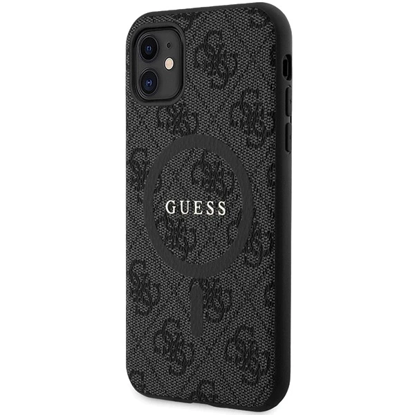 Dėklas GUESS GUHMN61G4GFRK IPHONE 11 6.1 " / XR Juodas / Juodas HARDCASE 4G COLLECTION LEATHER METAL LOGO MAGSAFE