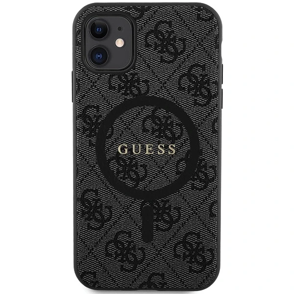 Dėklas GUESS GUHMN61G4GFRK IPHONE 11 6.1 " / XR Juodas / Juodas HARDCASE 4G COLLECTION LEATHER METAL LOGO MAGSAFE