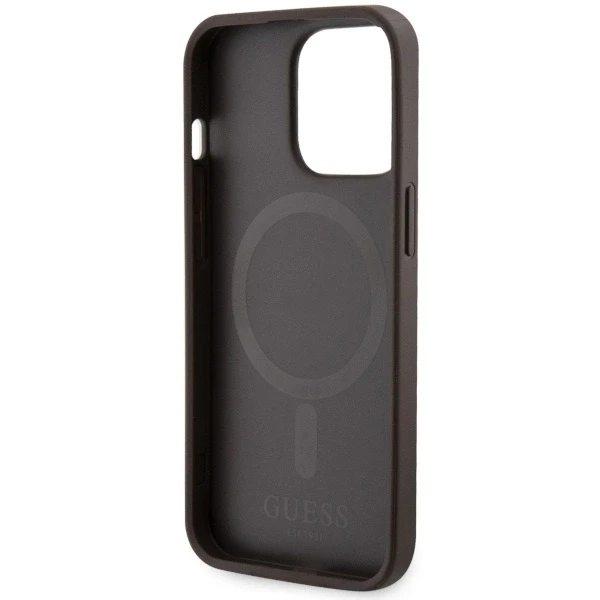 Guess GUHMP13LP4RPSW Apple iPhone 13 Pro / 13 6.1″ rudos spalvos kietas dėklas 4G Printed Stripes MagSafe