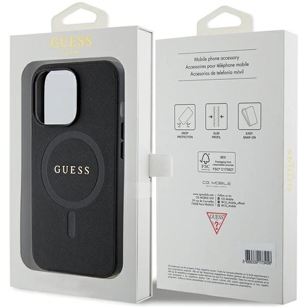 Dėklas GUESS GUHMP13LPSAHMCK IPHONE 13 PRO / 13 6.1 "Juodas / Juodas HARDCASE SAFFIANO MAGSAFE