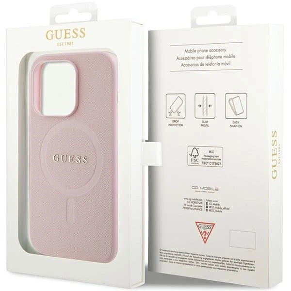 Dėklas GUESS GUHMP13LPSAHMCP IPHONE 13 PRO / 13 6.1 "Rožinis / Rožinis HARDCASE SAFFIANO MAGSAFE