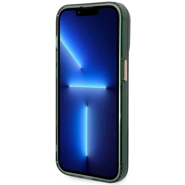 Guess dėklas, skirtas iPhone 14 Pro 6,1 GUHMP14LHTCMA khaki spalvos hard dėklas, skirtas Gold Outline Translucent MagSafe