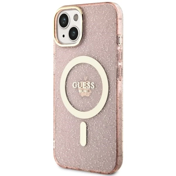 Dėklas GUESS GUHMP14MHCCGP IPHONE 14 PLUS / 15 PLUS 6.7 "Rožinis / Rožinis HARDCASE GLITTER GOLD MAGSAFE