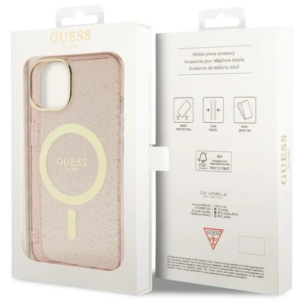 Dėklas GUESS GUHMP14MHCCGP IPHONE 14 PLUS / 15 PLUS 6.7 "Rožinis / Rožinis HARDCASE GLITTER GOLD MAGSAFE