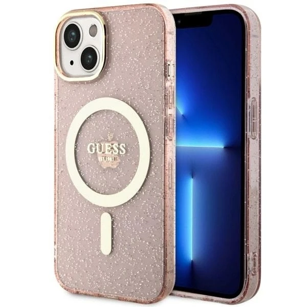 Dėklas GUESS GUHMP14MHCCGP IPHONE 14 PLUS / 15 PLUS 6.7 "Rožinis / Rožinis HARDCASE GLITTER GOLD MAGSAFE