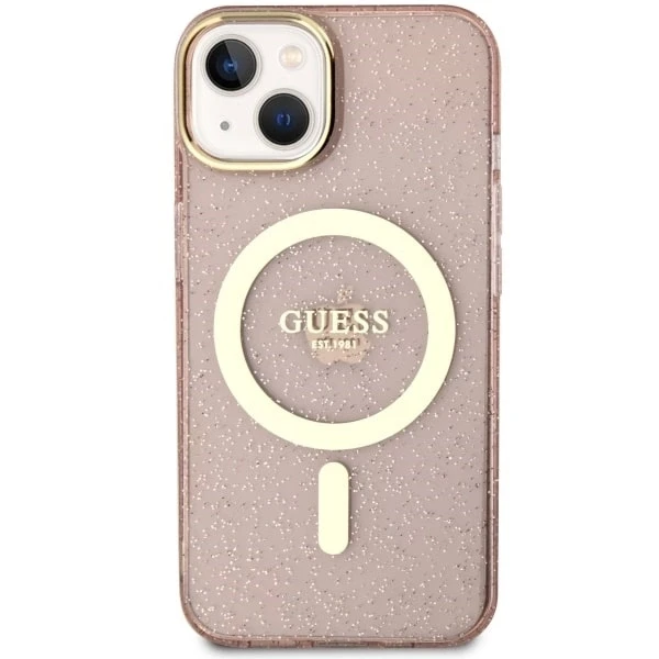 Dėklas GUESS GUHMP14MHCCGP IPHONE 14 PLUS / 15 PLUS 6.7 "Rožinis / Rožinis HARDCASE GLITTER GOLD MAGSAFE