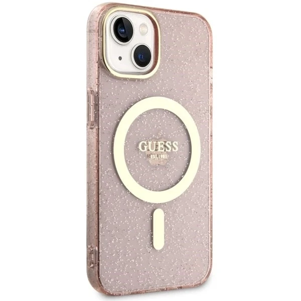 Dėklas GUESS GUHMP14MHCCGP IPHONE 14 PLUS / 15 PLUS 6.7 "Rožinis / Rožinis HARDCASE GLITTER GOLD MAGSAFE