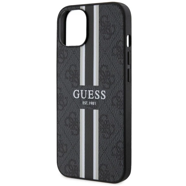 Guess telefono dėklas iPhone 14 Plus 6,7 GUHMP14MP4RPSK juodas hartelefono dėklas Magsafe 4G Printed Stripes