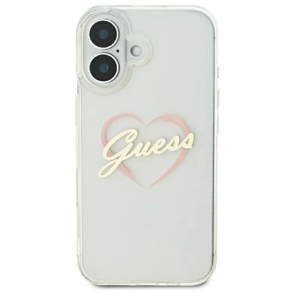 Guess GUHCP16SHCHGSPT iPhone 16 6.1″ skaidrus kietas dėklas IML Heart