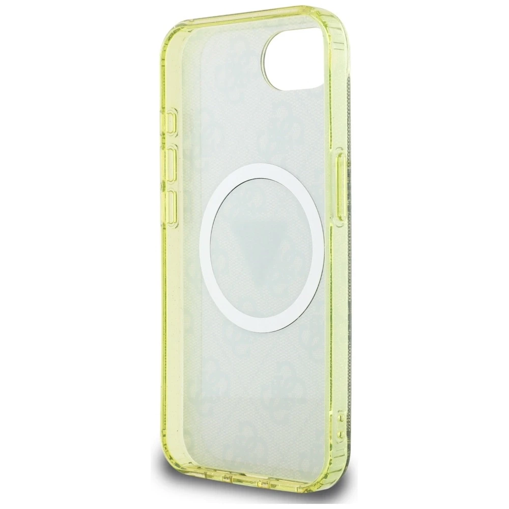 „Guess IML Metal Glitter 4G Circle Triangle MagSafe“ dėklas, skirtas iPhone 16e - ruda