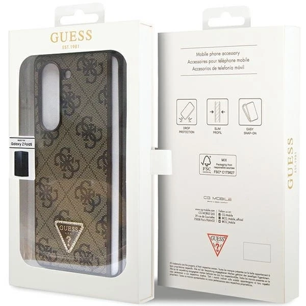 Samsung Galaxy Z Fold 5 Guess Odinis Dėklas 4G Triangle Strass (GUHCZFD5P4TDPW) rudos spalvos