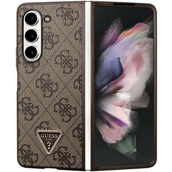 Samsung Galaxy Z Fold 5 Guess Odinis Dėklas 4G Triangle Strass (GUHCZFD5P4TDPW) rudos spalvos