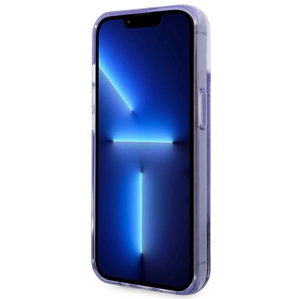 „Guess Liquid Glitter Palm Collection“ dėklas, skirtas iPhone 14 Plus 6.7" - violetinė