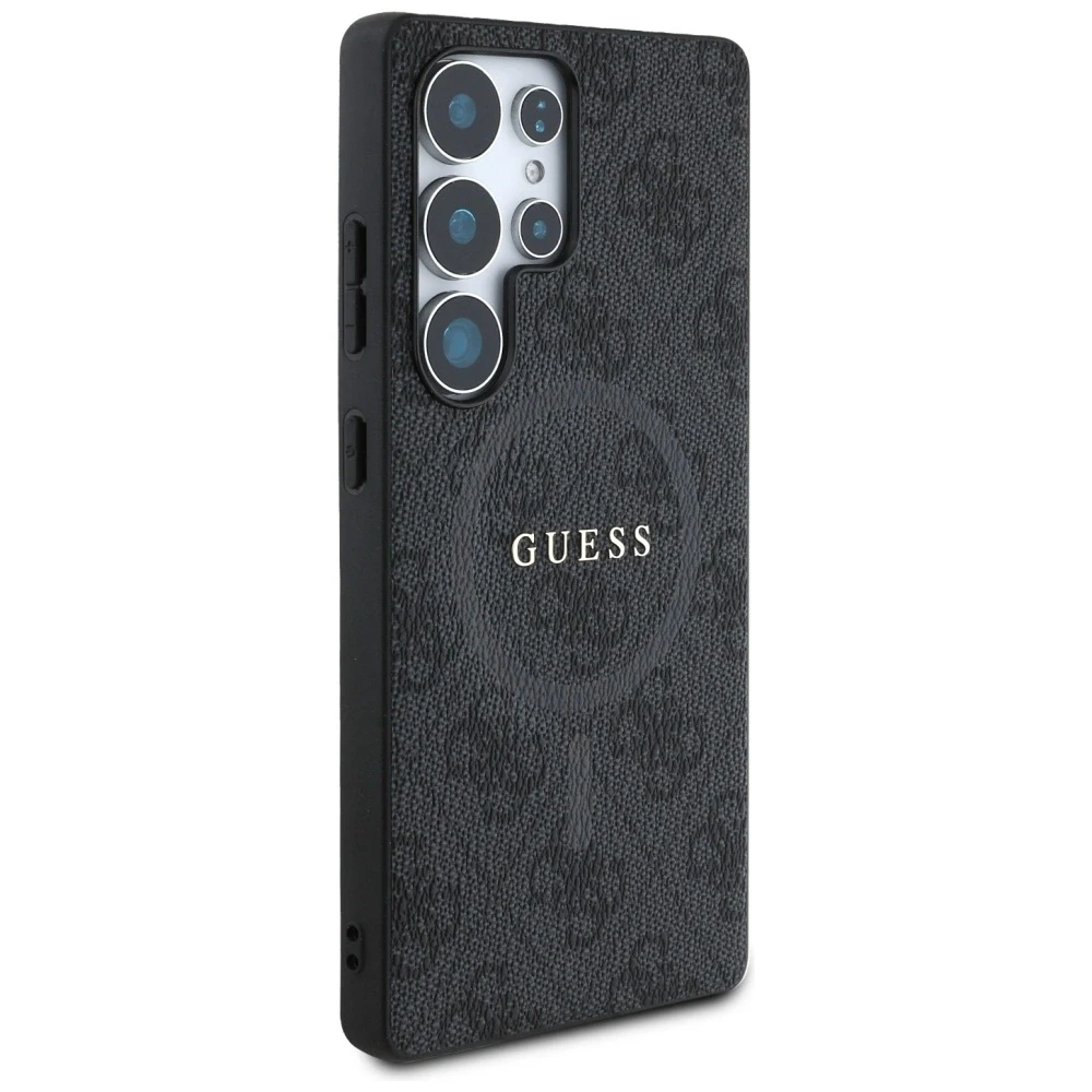 Guess PU Leather 4G Colored Ring MagSafe dėklas skirtas Samsung Galaxy S25 Ultra juodos spalvos