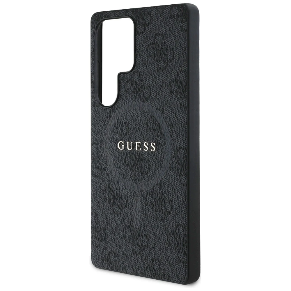 Guess PU Leather 4G Colored Ring MagSafe dėklas skirtas Samsung Galaxy S25 Ultra juodos spalvos
