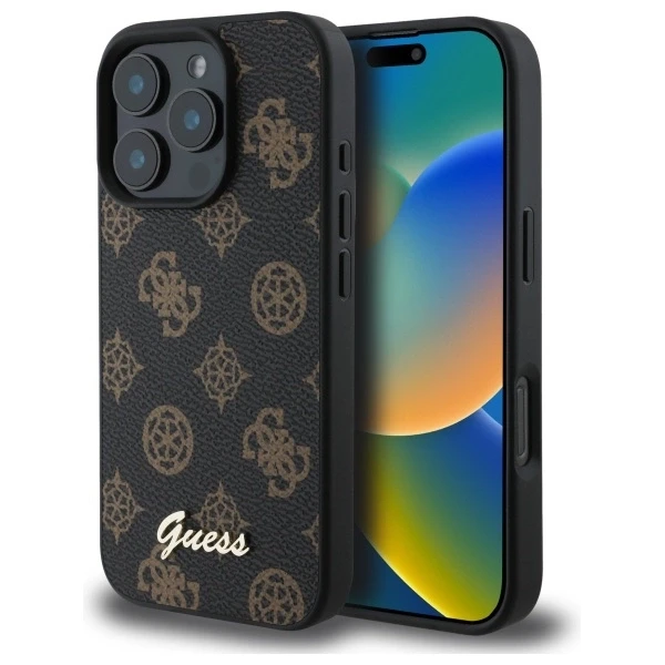 Guess Peony Script MagSafe Apple iPhone 16 Pro Max - dėklas telefonui juodos spalvos