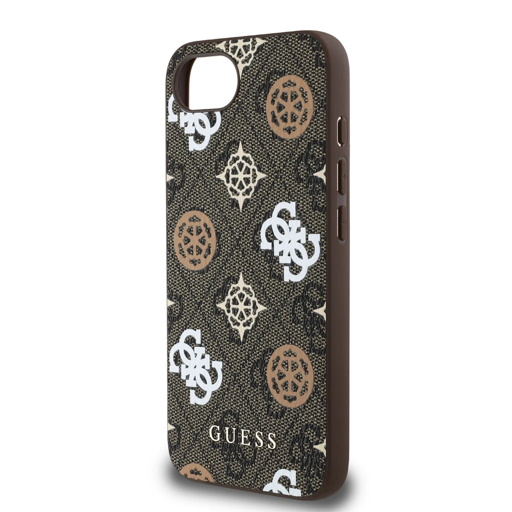 Guess PU 4G Peony MagSafe Apple iPhone 16e dėklas telefonui rudos spalvos