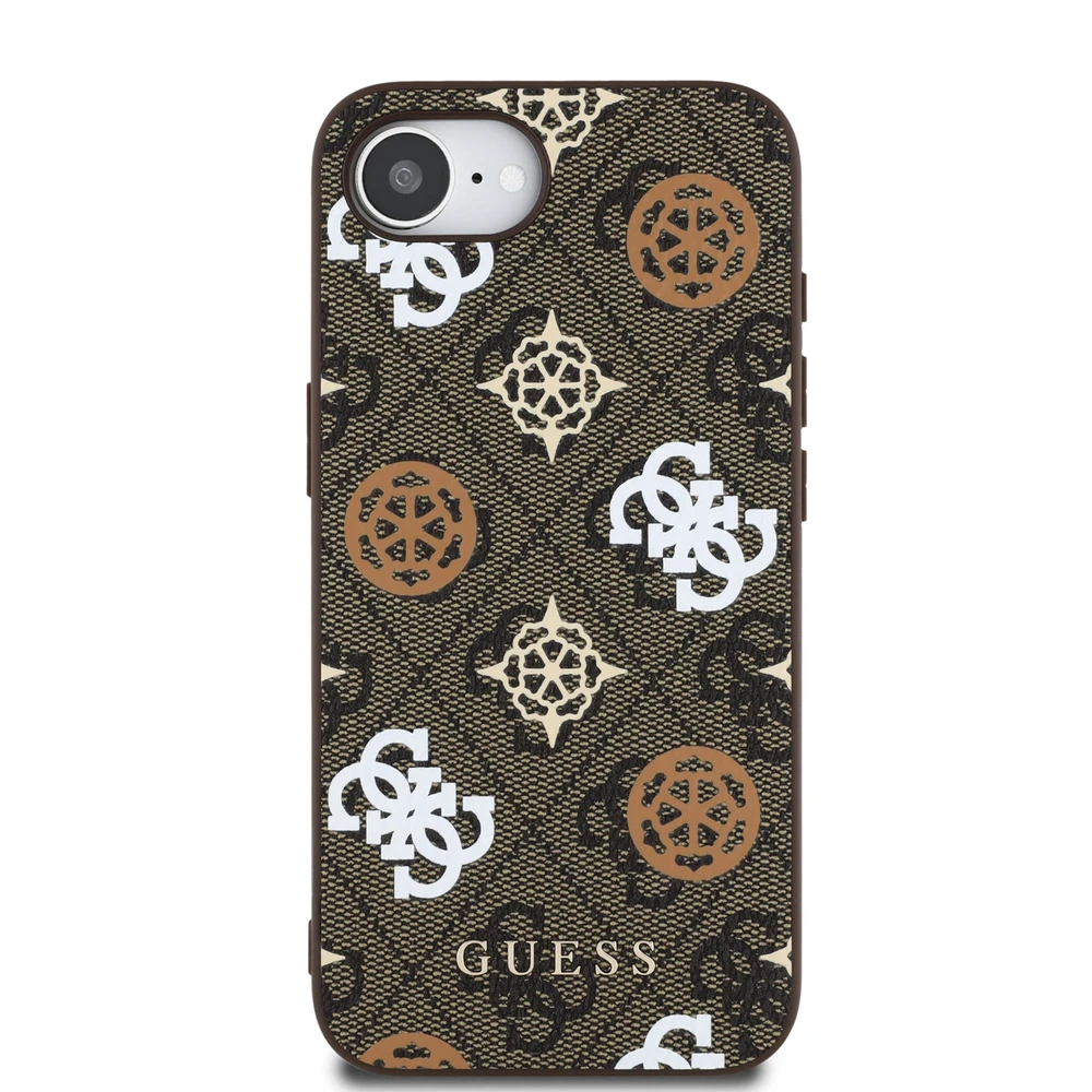Guess PU 4G Peony MagSafe Apple iPhone 16e dėklas telefonui rudos spalvos